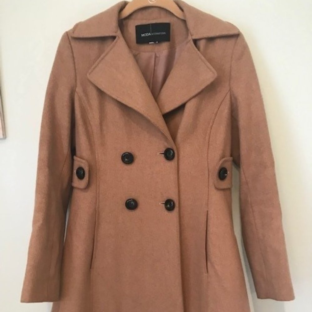 MODA International Deep Camel Coat, Size  0